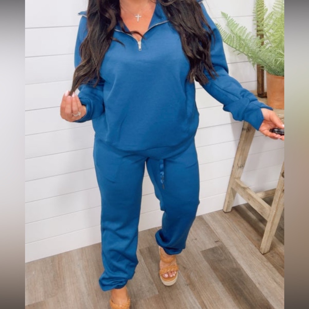 Dear Scarlett Half Zip Blue Jogger Sweatpants Set 3x
